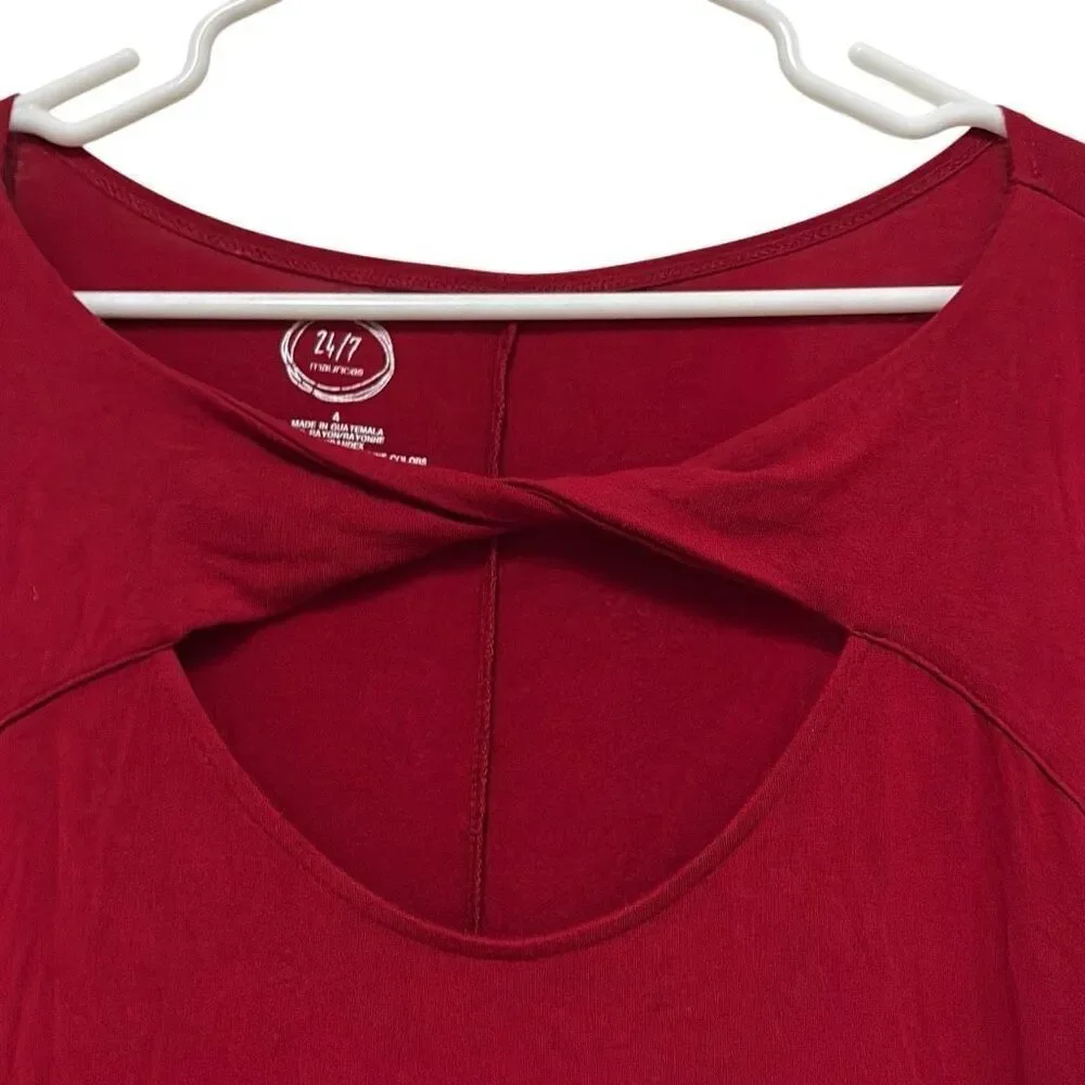 Maurices 24/7 4X Red Cutout‎ Long Sleeve Sheath Shift Dress Office Career Work